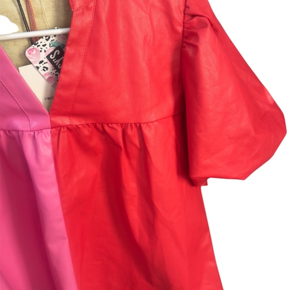 THML Faux Leather Puff Sleeve Top - Picture 3 of 6